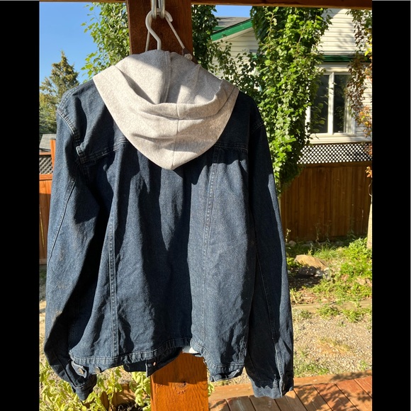 MOTO GEAR Denim Jacket with Fleece Hood. Men’s XL. GUC. - Picture 3 of 12